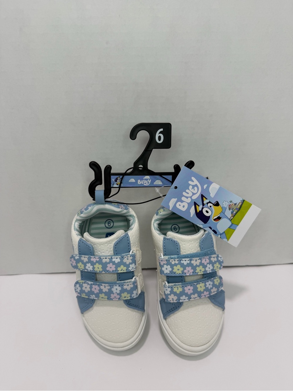 Bikey Kids' White & Light Blue Floral Strap Sneakers